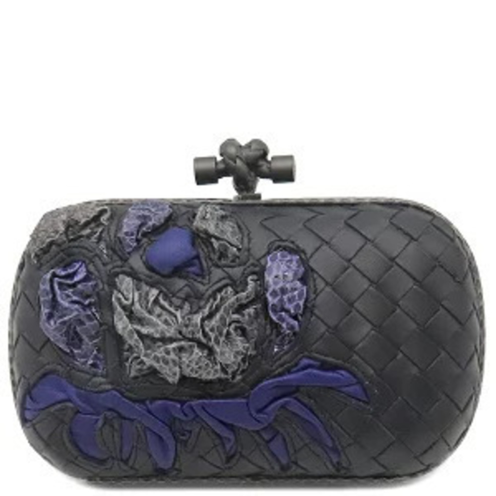 Bottega Veneta clutch bag Impero Knot leather black matte limited edition